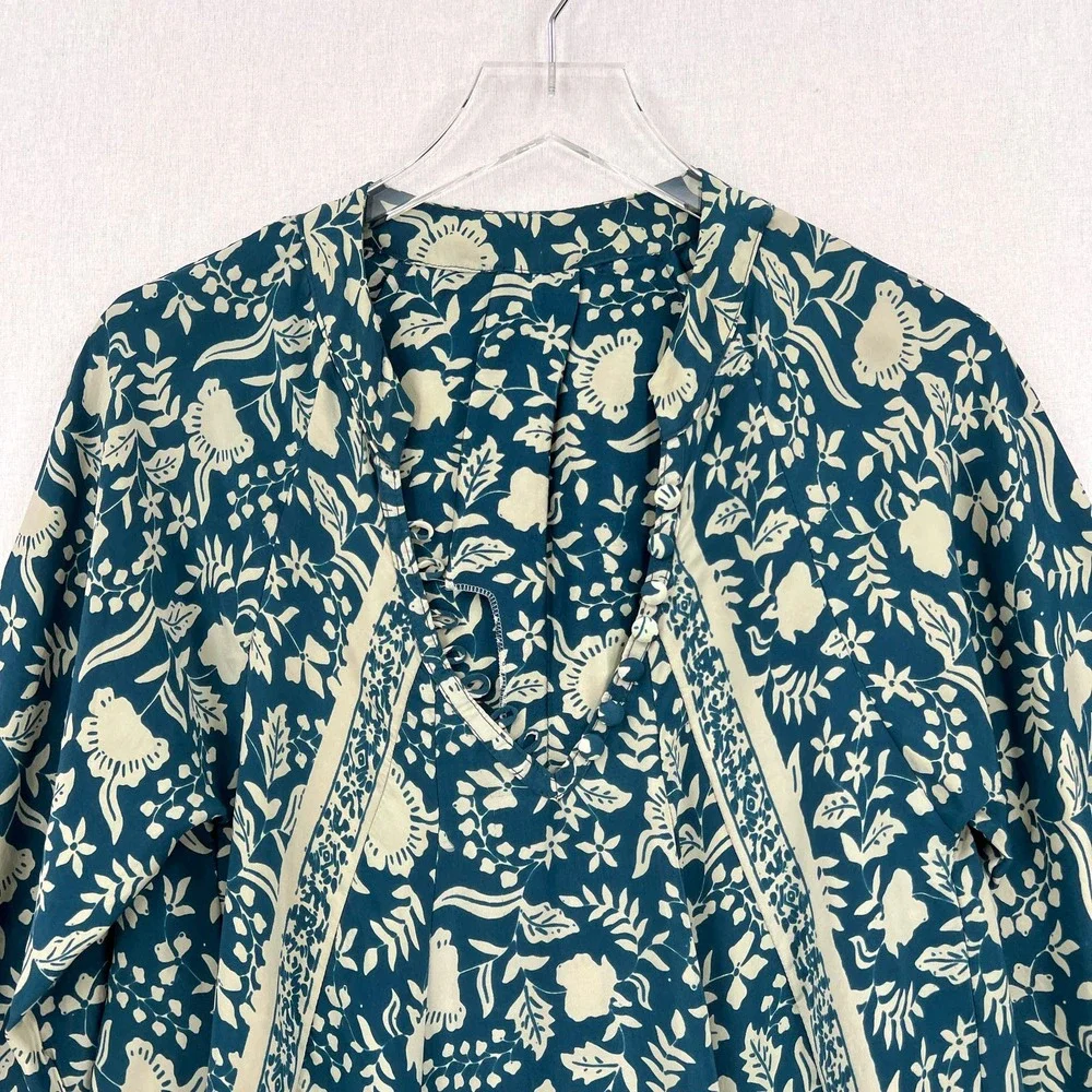 NATALIE MARTIN Fiore Short Dress Womens Small Pomegranate Blue Floral Print - Picture 6 of 16